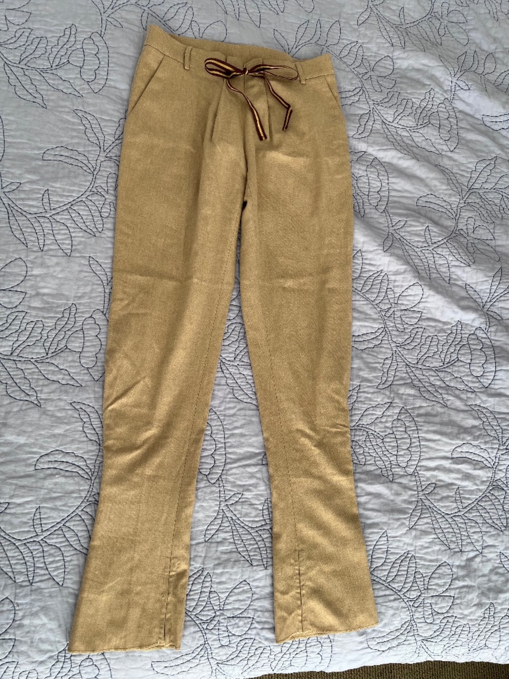 Manila Grace Beige Wool Blend Tailored Trousers IT 44 NWT